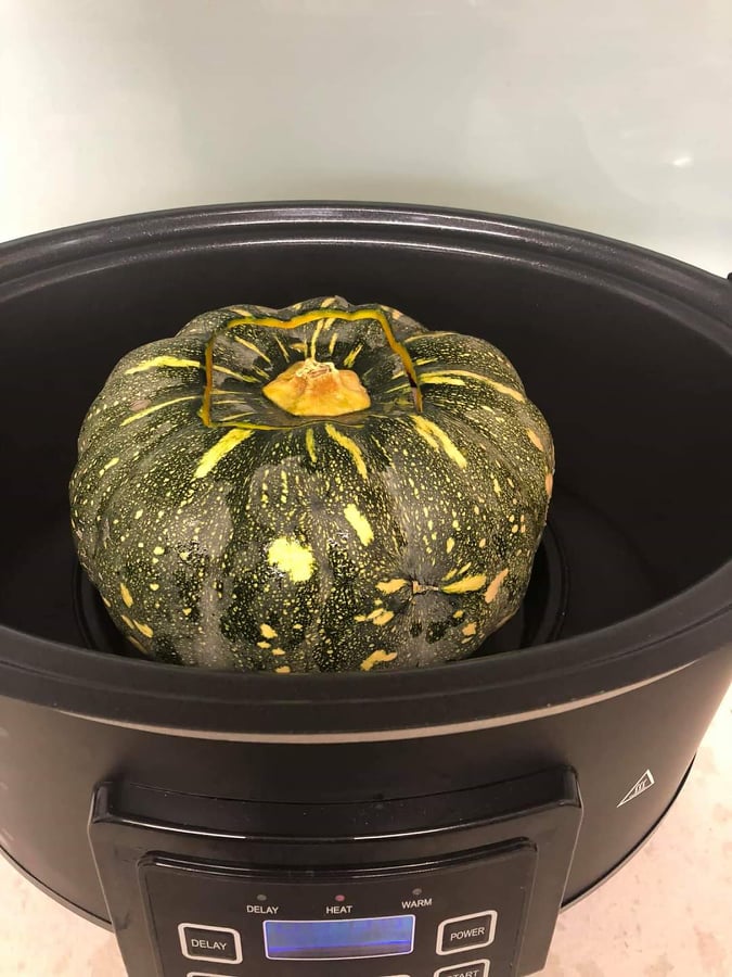 Slow Cooker Chicken stuffed in pumpkin