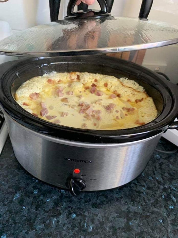 Potato bake cooked in the slow cooker acoking