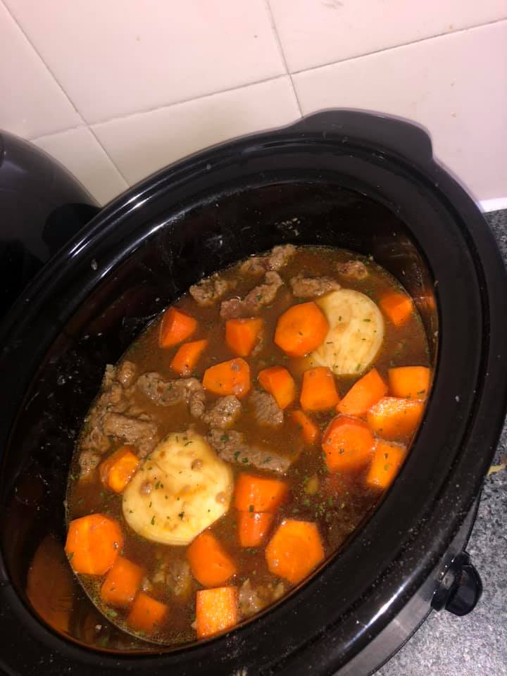 Beef Stew/ Casserole with mash in a giant Yorkshire pudding