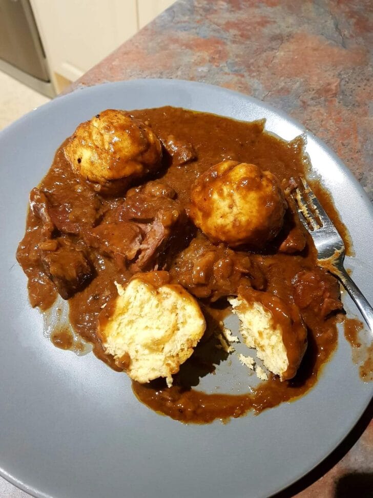 Slow cooker Braised Steak & Onion with Dumplings