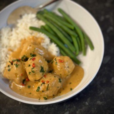 Thai Chicken Meatballs in a Peanut Sauce