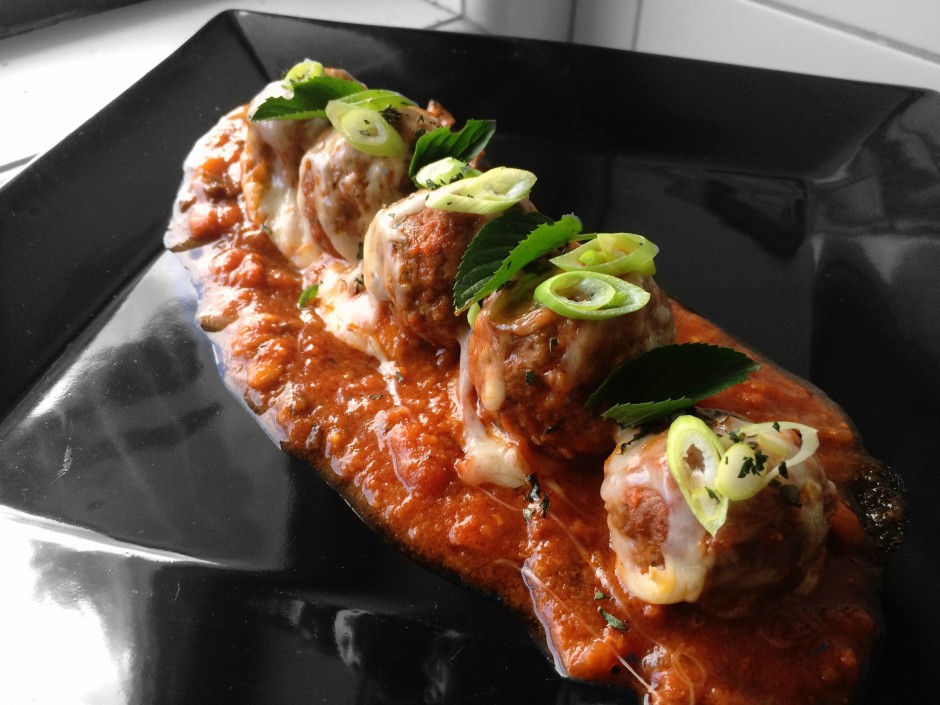 Cheese-Stuffed Meatball Parmigiana