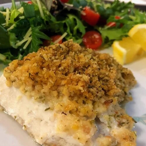 Fish with Crunchy Cheese Topping
