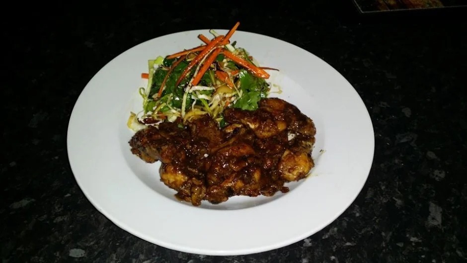 Japanese Sticky Chicken Wings and Salad