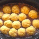 Slow Cooker Eggplant Bolognese with Polenta Dumplings