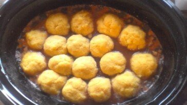Slow Cooker Eggplant Bolognese with Polenta Dumplings