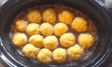 Slow Cooker Eggplant Bolognese with Polenta Dumplings