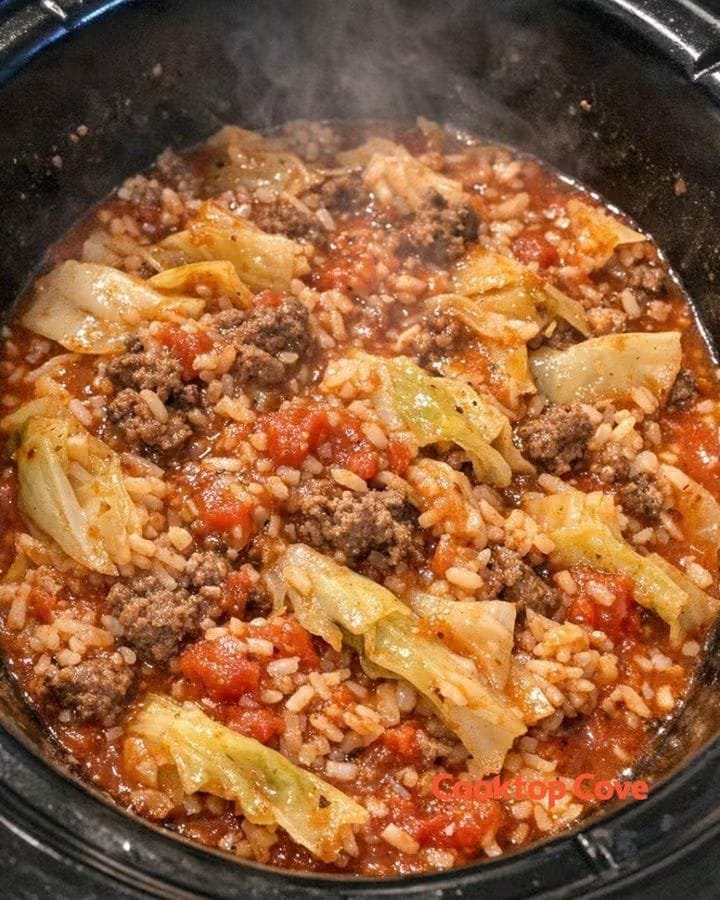 Slow Cooker Lazy Cabbage Roll Casserole